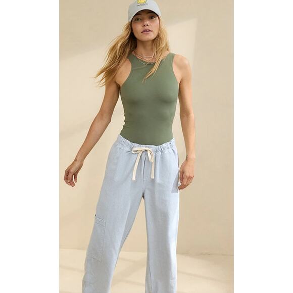 NWT Aerie SMOOTHEZ Large olive Green High Neck Bodysuit top stretch comfort soft - Picture 1 of 6